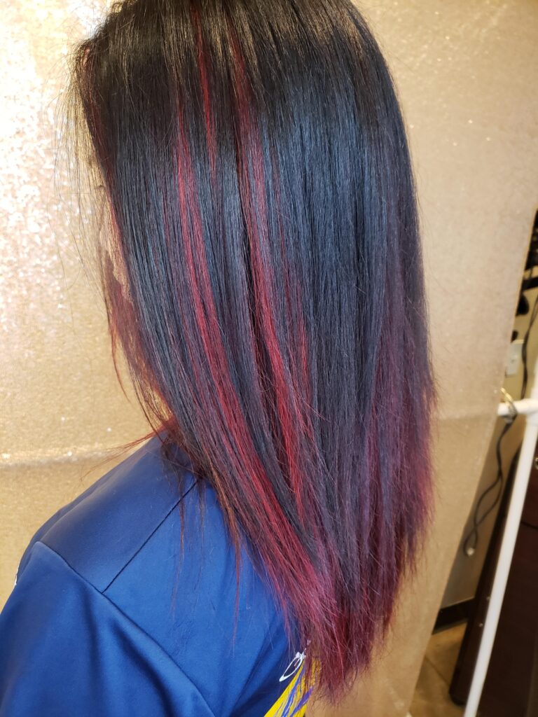 Red chunky highlights